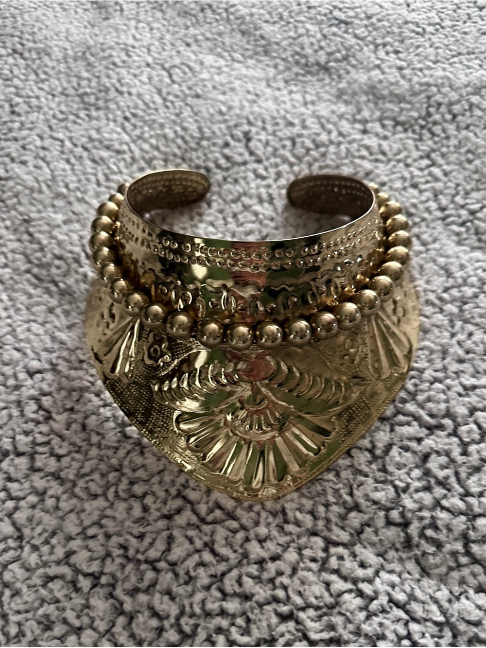 Gold Embossed Statement Collar Necklace